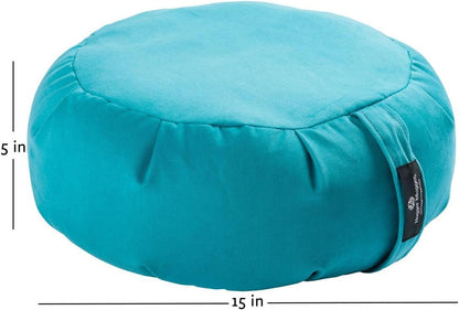 Hugger Mugger Zafu Meditation Cushion - Support in Cross-Legged Sitting, Buckwheat Filled, Durable Fabric, Convenient Handle, Handmade in USA