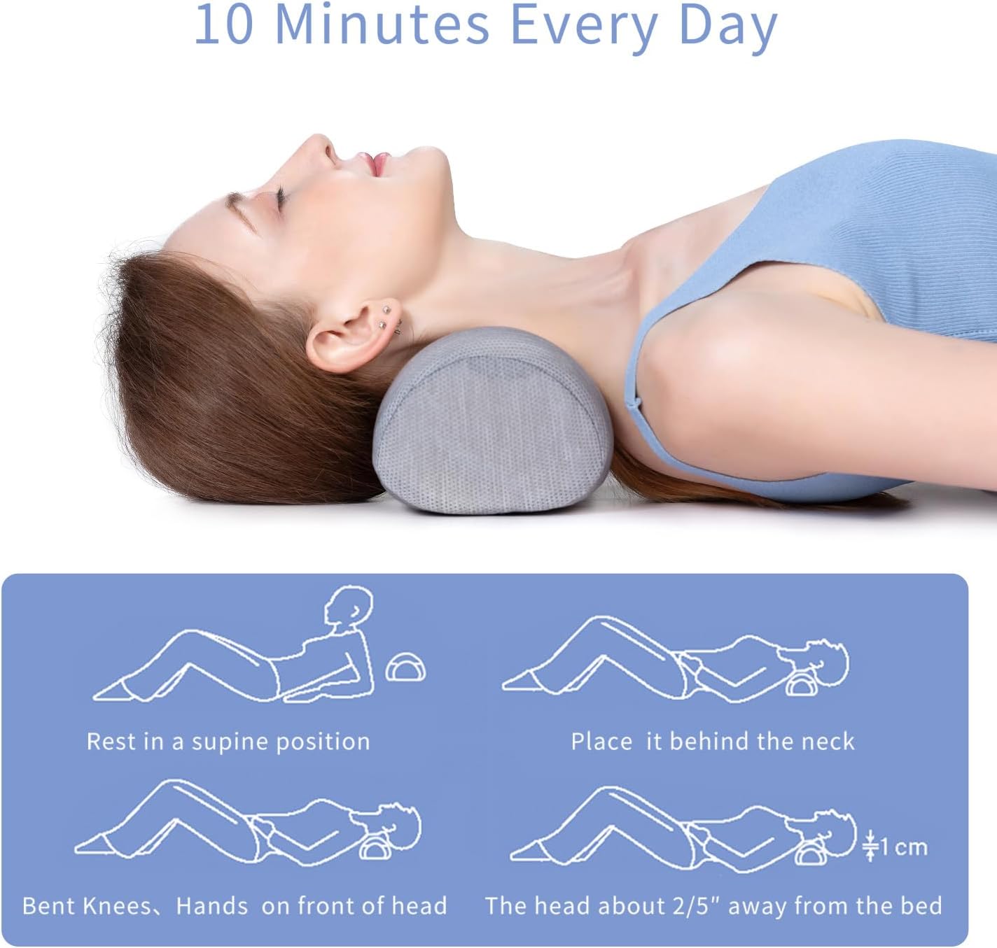 Bespilow Small Neck Roll Pillow,Say Goodbye to Neck Pain, Cervical Memory Foam Pillow for Tension Muscle Relief, Contour Support, Shoulder Pain Relaxer with Breathable Pillowcase, Odorless