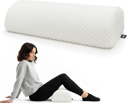 SPRING SEAON Half Moon Bolster Knee Pillow for Back Sleeping Memory Foam Leg Pillow for Ankle and Foot Comfort Under Knee Pillow for Side Sleepers Machine Washable Cover(17" x 7.5" x 4.3")