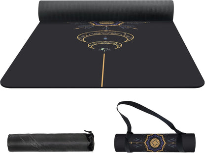 nuveti Yoga Mat Print Extra Thick TPE Non Slip Fitness Exercise Mat with Carrying Bag,72"x24" Extra Thick 6MM Exercise & Workout Mat for Yoga, Pilates Fitness and Floor Exercises - Colors B