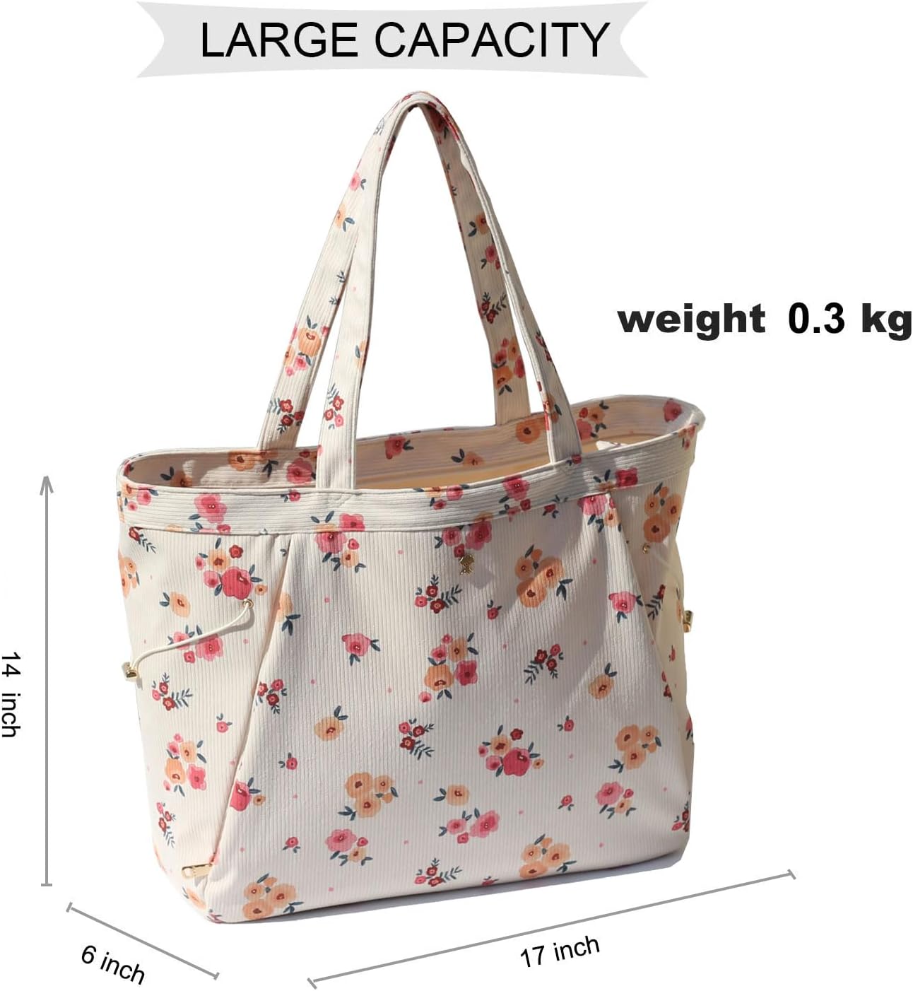 ESVAN Corduroy Yoga Tote Bag Gifts for Women Drawstring Yoga Mat Bag for Office Workout Travel Carryall Pilates Gym