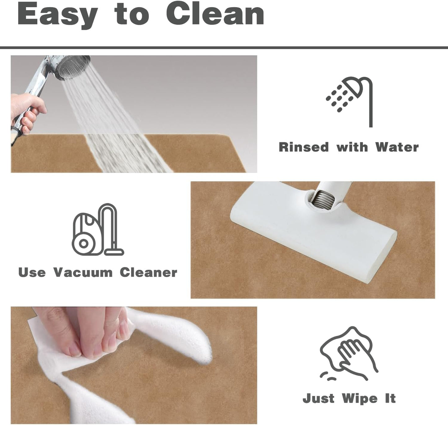 TYUU Bath Mat, Bathroom Rugs Non Slip Washable Thin Absorbent Quick Dry Bath Mat Fits Under Door Bathroom Floor Mat Perfect for Bath, Shower, or Sink 24"x36" Dark Grey