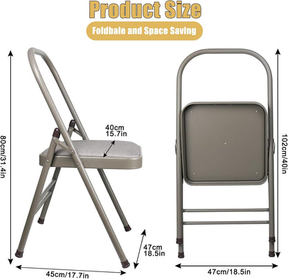 INNOLIFE Modern Minimalist Yoga Chair, Foldable & Space-Saving, 300 lbs Capacity, Grey