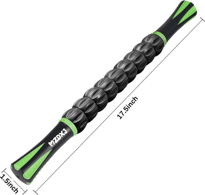 Muscle Roller Massage Roller Stick- Deep Tissue Fascia Blaster for Myofascial Pain Relief, Lymphatic Drainage & Body Sculpting, Handheld Physical Therapy & Recovery Tool (Gray black-18 inch)
