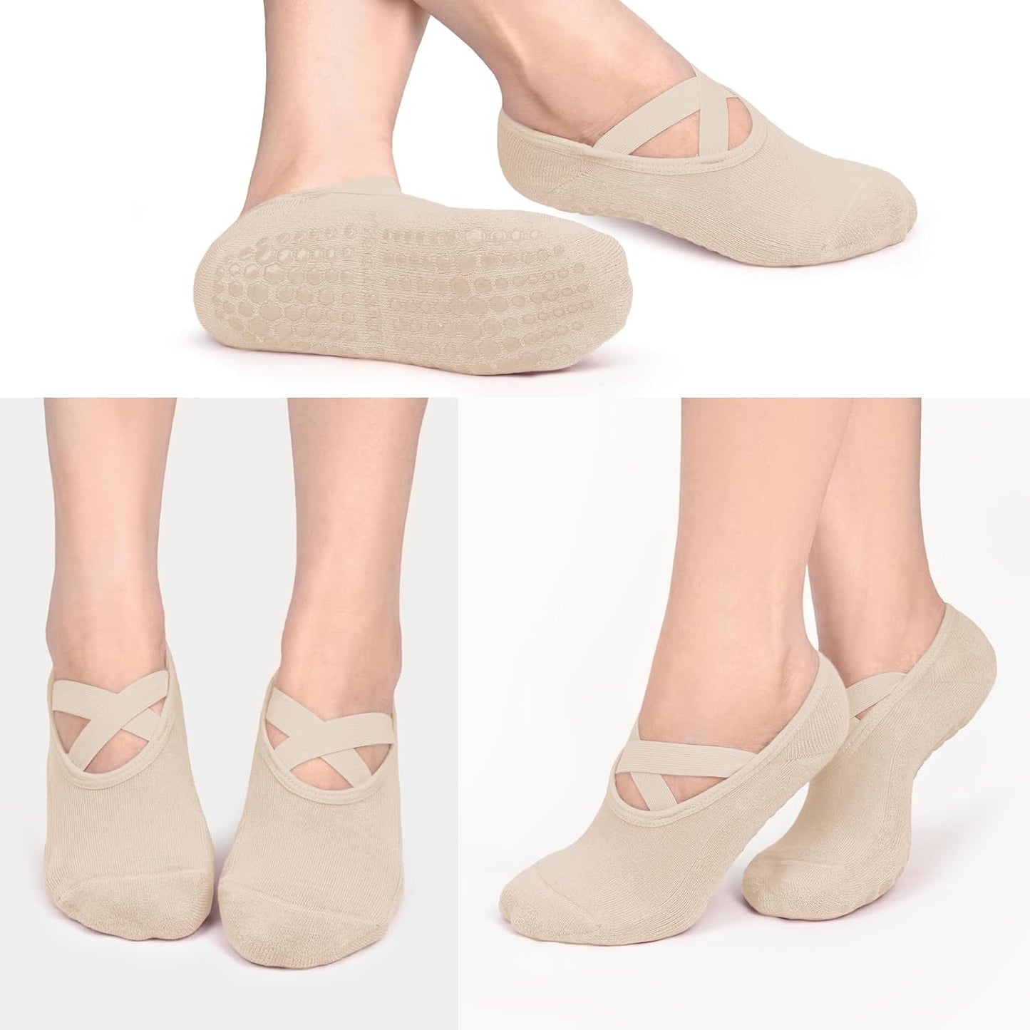 Diu Life 3 Pack Pilates Socks Yoga Socks with Grips for Women Non Slip, Workout, Pure Barre, Ballet, Dance, Hospital Socks