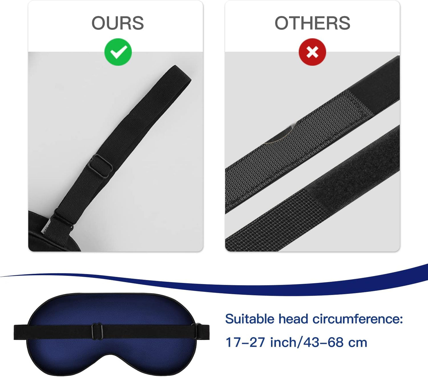 Sleep Mask, Silk Eye Mask for Sleeping with Adjustable Strap, Satin Blackout Sleeping Eye Mask for Men&Women, Comfortable Blindfold Eyeshade for Night Sleep(Black)