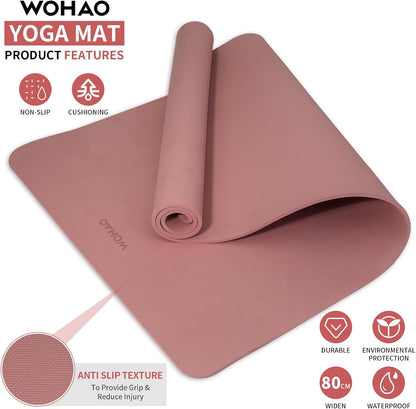 Extra Wide & Thick 8mm Yoga Mat, 72"x31.5" Large Non Slip Exercise Mat, Premium POE Material for Superior Cushioning & Stability, with Strap for Home Gym, Pilates
