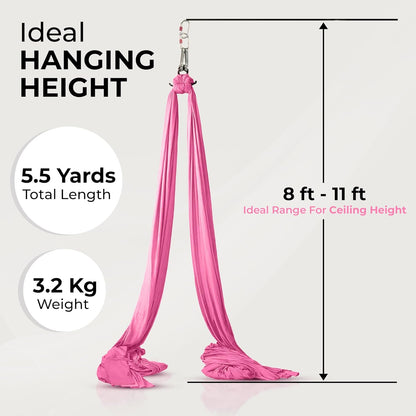 LOTUS78 Aerial Yoga Hammock 5.5 Yards (198 Inches) – Premium Aerial Silk Swing for Antigravity Fitness, Inversion Therapy, Strength & Flexibility | Purple | Yoga Trapeze for Home & Studio
