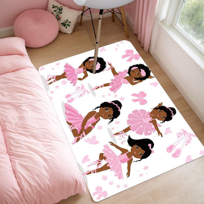 Black Girl Area Rug for Bedroom African Black Girls Floor Rugs for Living Room Playroom Cartoon Art Home Decor Soft Yoga Mats for Women Afro Purple 47" x 31" (2.7 x 3 Feet)