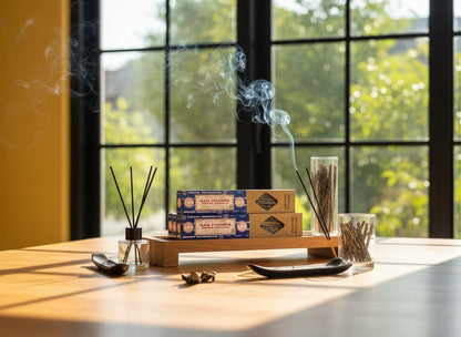 Satya Incense Gift Set Nag Champa, Super hit, Dragon's Blood, Sandalwood, Patchouli, Lavender, Positive Vibes, 15 g