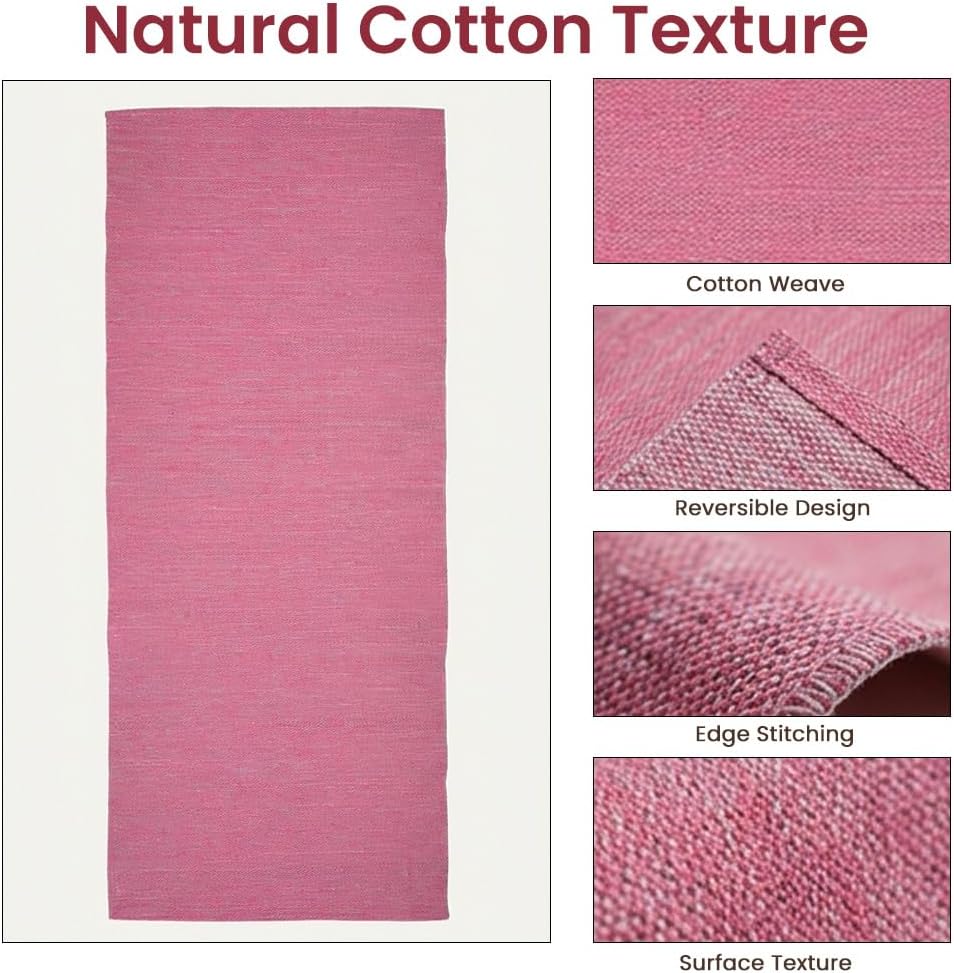 LFH Home Handmade Cotton Yoga Mat Cotton Rug picnic mat For Exercise, Workout, Fitness - Perfect Heavy Quality Eco Friendly Natural Cotton Woven Reversible Yoga Mats for Men & Women - 72x26 Inch.