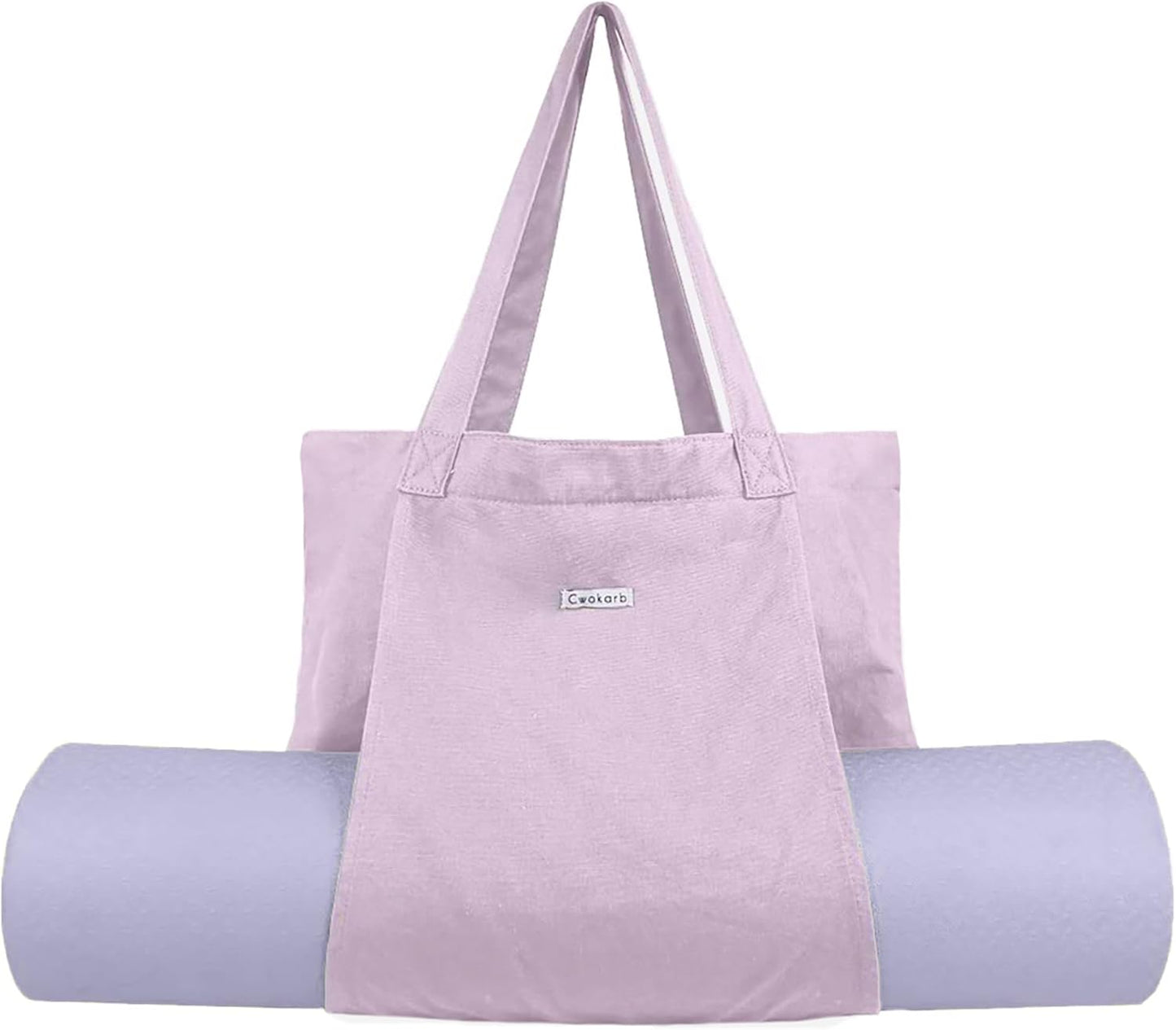 Yoga Mat Bag for Women, 100% Cotton Canvas Tote with Wet/Dry Pocket, Bottle Holder and Inner Zipper Pocket, 25L Carrier for Pilates and Travel