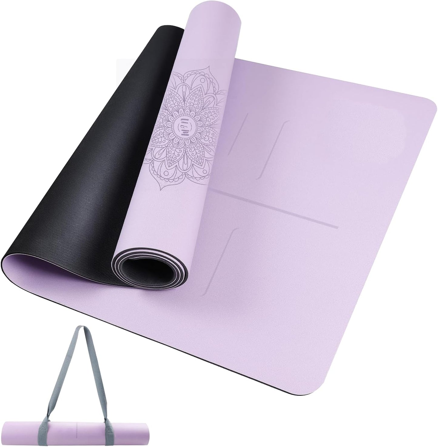 U&M Professional Non Slip PU Yoga Mat,Purple, Grey, Pink, Green 72x27 Inch 0.2" Thick Exercise Mat,| Sweatproof High Density | Anti-tear | Non-Slip Textured Surface | Natural Rubber Bottom Workout Mat for Women & Men Yoga Pilates Fitness