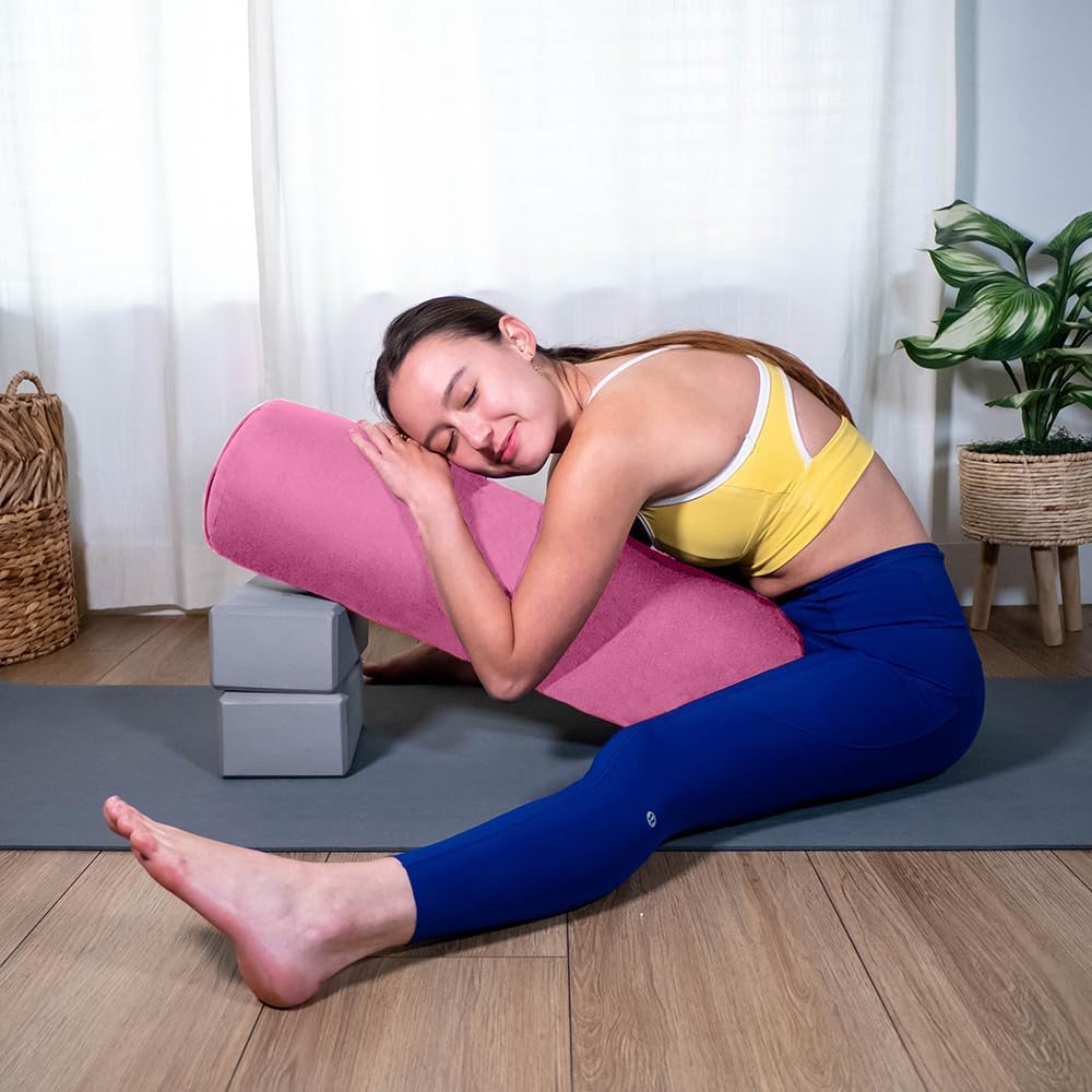 Sol Living Yoga Bolster Pillow Rectangular Meditation Cushion Cotton Meditation Accessories for Restorative Yoga Meditation Pillow Yoga Pillow Firm Body Pillow Bolster Pillow for Legs Removable Cover