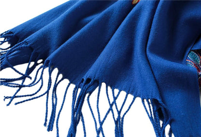 Urban CoCo Women's Embroidered Oversize Tassel Shawl Scarf Wraps for Women