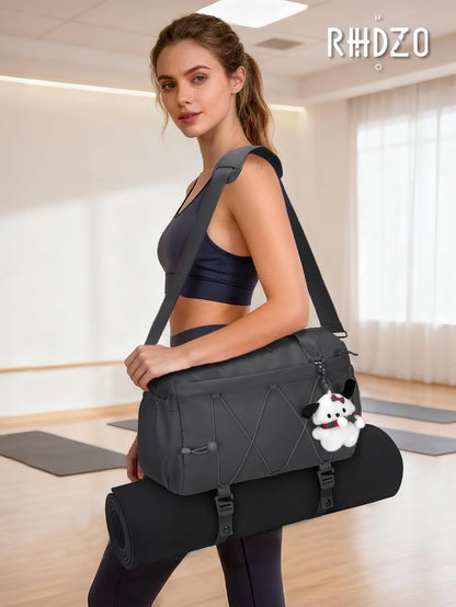 Small Gym Bag for Women with Yoga Mat Holder and Wet Compartment, Mini Gym Duffle Bag Yoga Bag with Water Bottle Pocket for Workout Travel, Green