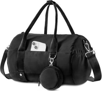 TOPEAST Small Gym Bag for Women, Mini Sports Yoga Bag Gym Tote Bag with Yoga Mat Holder, Small Sports Duffle Bag with Water Bottle Pocket & Wet Pocket for Travel Dance Workout, Black