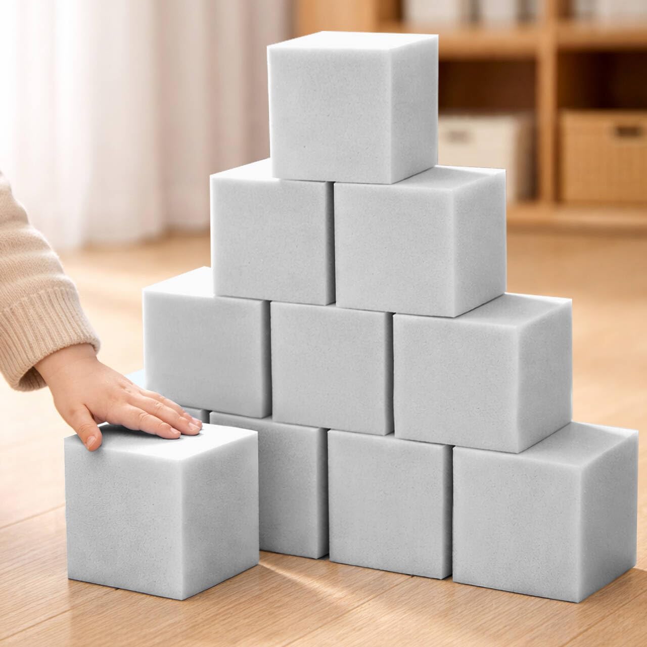 Foam Pit Blocks Foam Padding Sponge Pit Cubes Sponge Blocks for Amusement Park Gymnastics Freerunning and Parkour Courses - 24PCS 5" x 5" x 5" (Dark Blue)