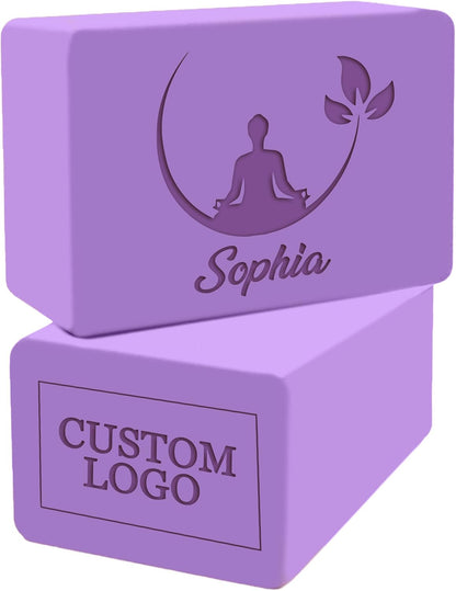 Personalized Yoga Blocks Yoga Gift 2 Pack with Custom Design or Logo, Exercise blocks Yoga Blocks Soft Non-Slip for Pilates, Meditation, Custom Yoga Accessories for Men & Women