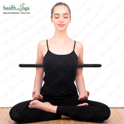 HealthAndYoga™ StretchNHeal Multipurpose Wooden Pranayama Stick with Padded Comfort Sleeve – Lung Opener for Fuller Breathing - Detachable Robust Yoga Pole (Regular - 26" with Sleeve)