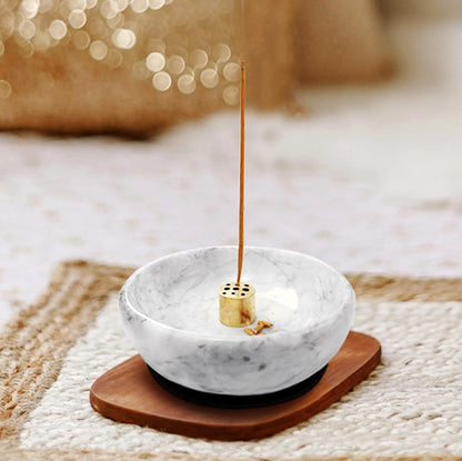Vrupin Natural Marble Incense Burner, Handmade Incense Stick Incense Burner Reflux Burner, Ideal for use in Meditation, Incense Smokers and Decoration. (Black)