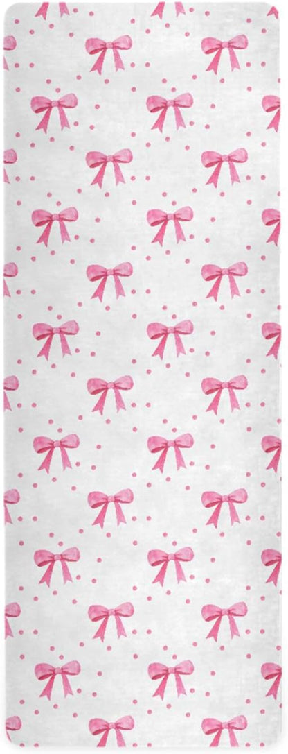 Pink Bows Yoga Mat, 71” x 26” Non-Slip Sports Yoga Mat with Storage Bag, for Indoor and Outdoor Fitness Exercise, Pilates