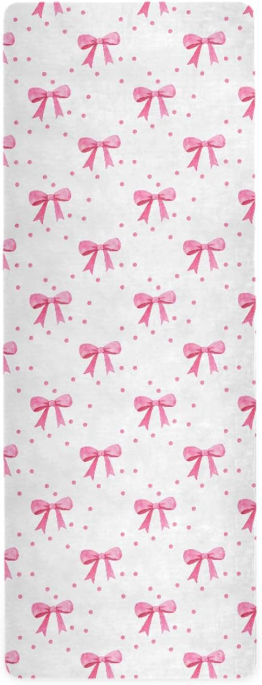 Pink Bows Yoga Mat, 71” x 26” Non-Slip Sports Yoga Mat with Storage Bag, for Indoor and Outdoor Fitness Exercise, Pilates