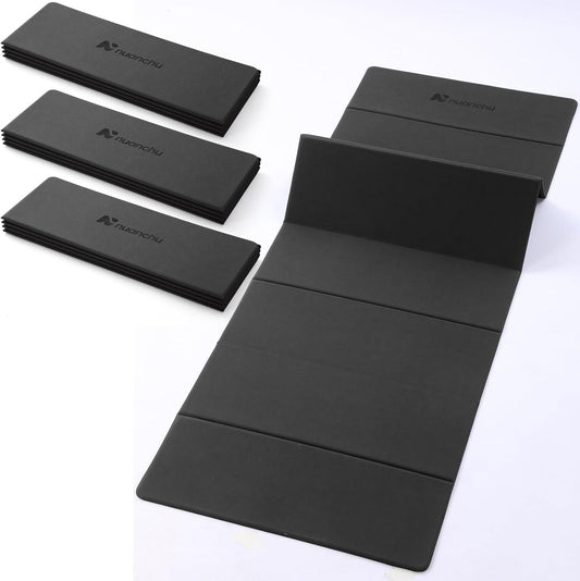 Nuanchu 3 Packs Foldable Yoga Mat Yoga Gift Non-slip Fitness Pilates Mats 6mm Thick with Strap Poe Material 69 x 24 x 0.24" Lightweight Multi-purpose Workout Mats for Exercise Home Travel
