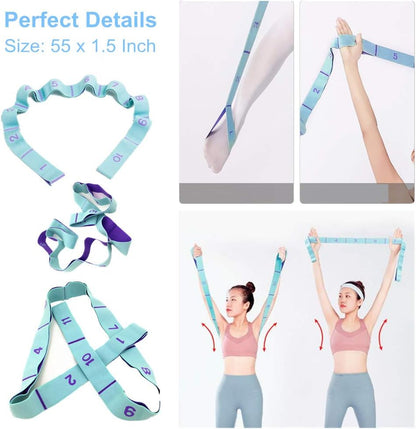 Nitpicker Stretching Straps Hamstring Stretcher Device Elastic Exercise Band Yoga mat Carrying Straps Leg Exercise Equipment Stretching Strap with Loops for Flexibility Stretch Strap 11 Loops