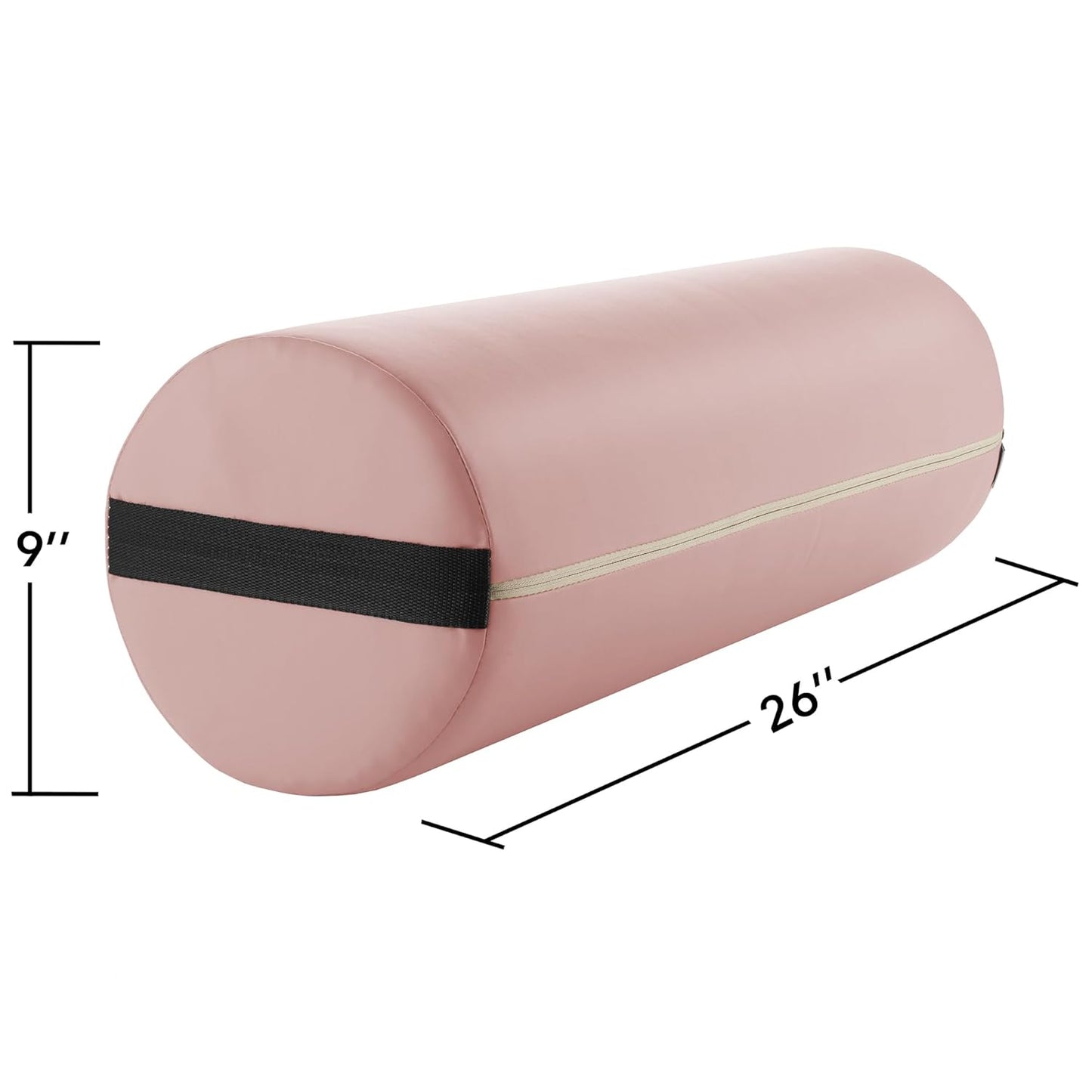 Saloniture Jumbo Round Massage Table Bolster Pillow Pad - 26 x 9 Inch - Black