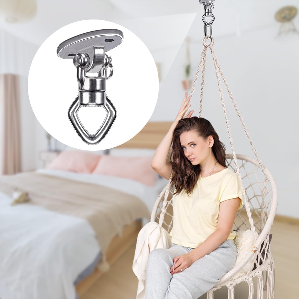 BeneLabel Swing Hanger with Bearing Swivel 800LB Capacity Stainless Steel Ceiling Mount Bracket Hanging Kit for Aerial Silks, Swings, Hammocks, Hanging Chair, Aerial Hoop, Heavy Bag, Yoga Swing