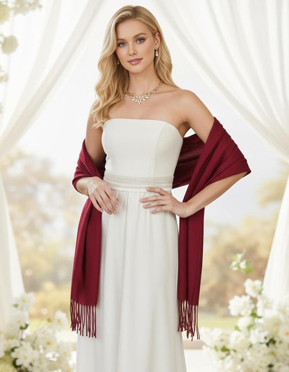 Women's Scarf Pashmina Shawls and Wraps for Evening Dress Wedding Bridal Bridesmaid Winter Warm Long Large Scarves - Colors B