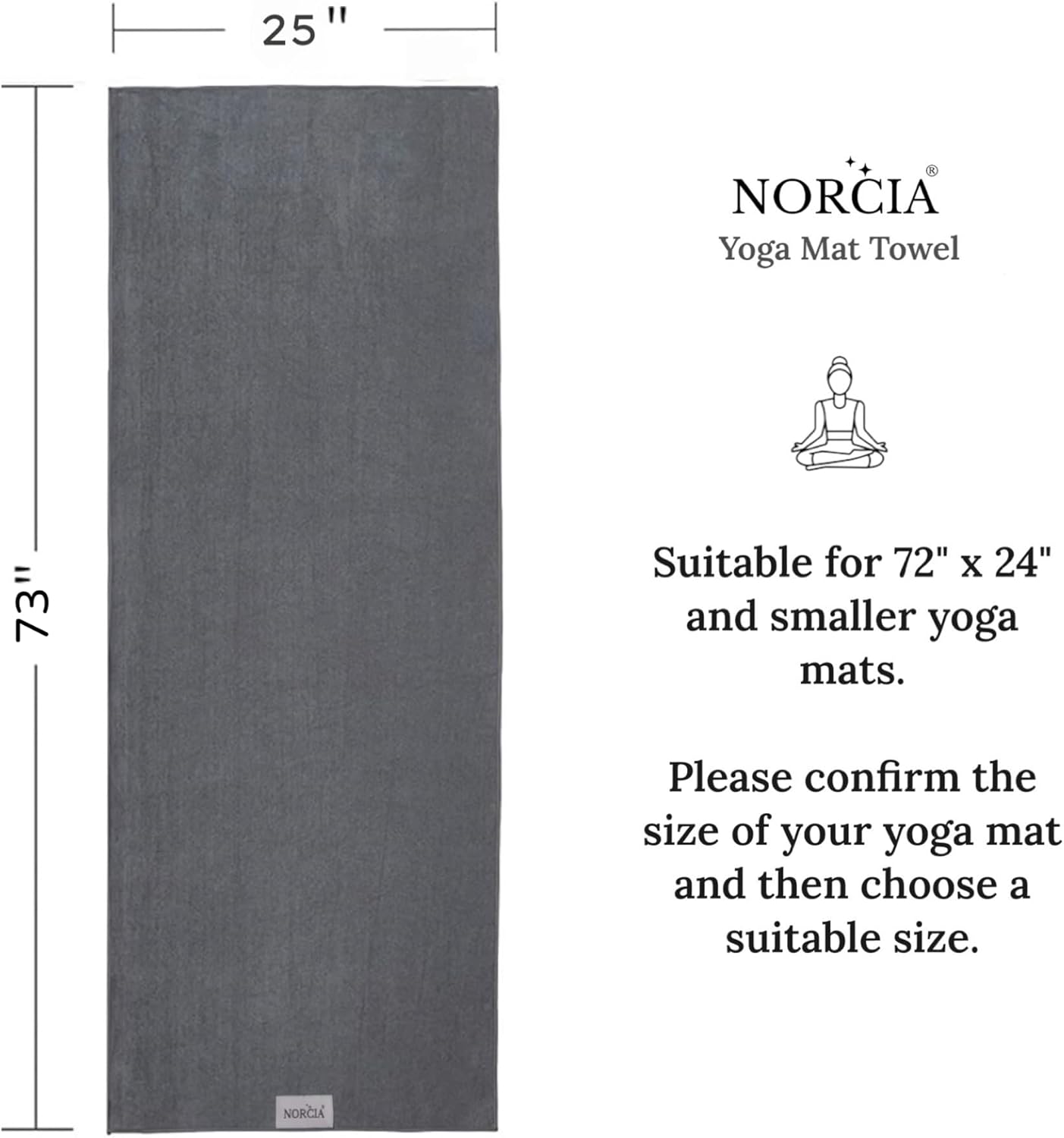 Yoga Towel, Non Slip Hot Yoga Mat Towel with Corner Pockets, Mat-Sized 24" x 72", 100% Microfiber Sweat Absorbent, Perfect for Hot Yoga, Bikram, Pilates and Yoga Mats (Purple)
