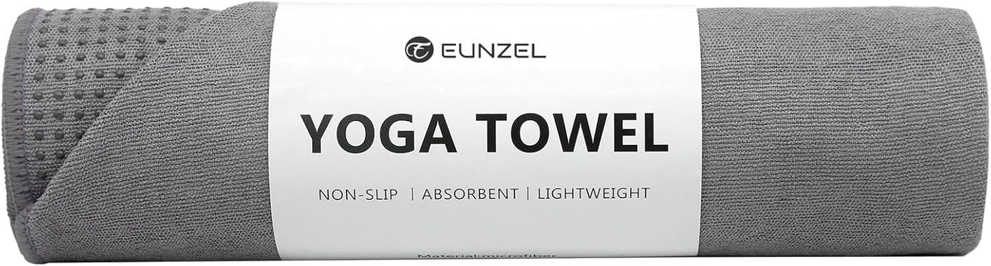 Eunzel Yoga Towel,Hot Yoga Mat Towel with Grip Dots Sweat Absorbent Non-Slip for Hot Yoga, Pilates and Workout 24" x72", Purple & Blue