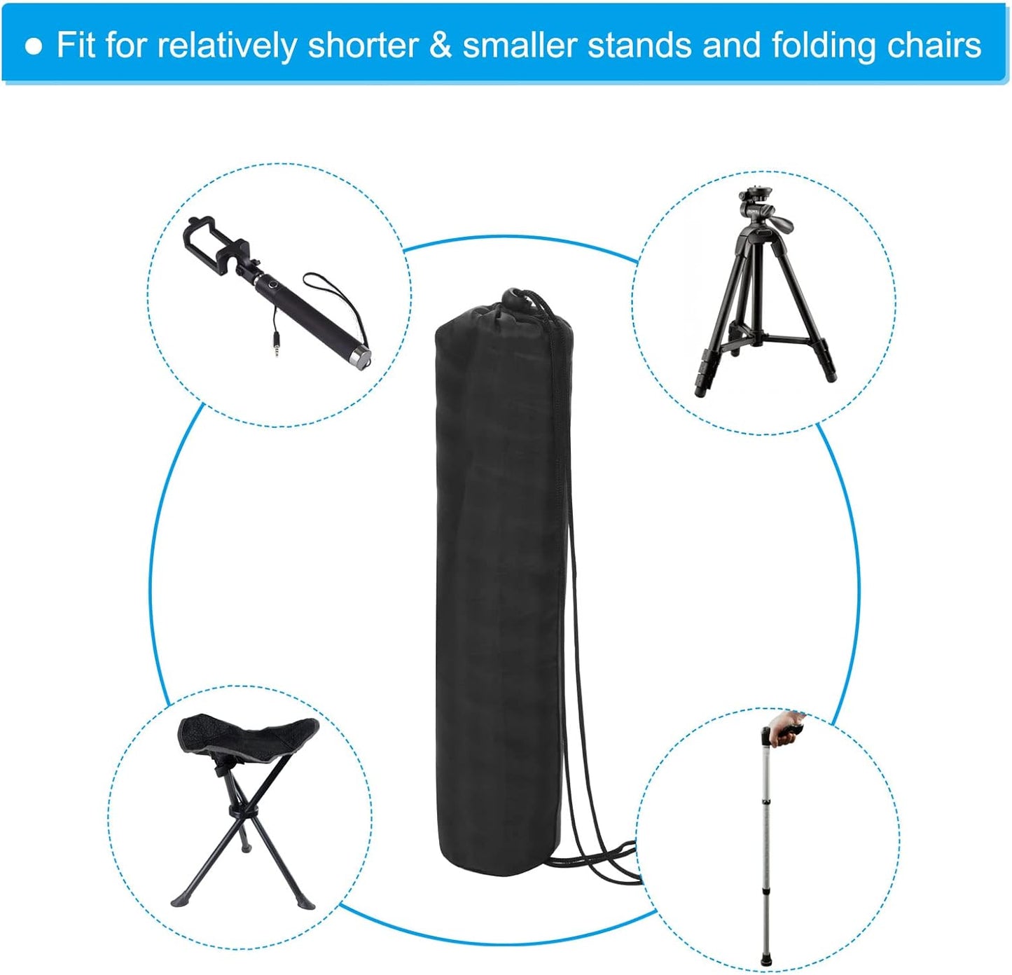 PATIKIL 20 Inch Ultra Mini Chair Replacement Bag, Nylon Foldable Tripod Carry Case Storage Bag with Shoulder Strap for Outdoor Travel, Black