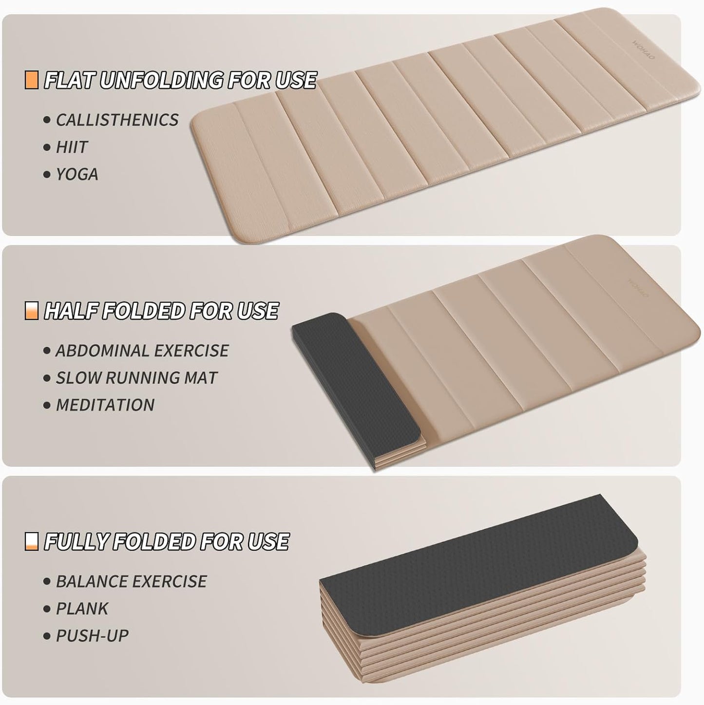 12-Fold POE Yoga Mat 75x26x0.4 Inches – Non-Slip, Compact & Workout-Friendly for Yoga, Pilates, Strength Training & Meditation