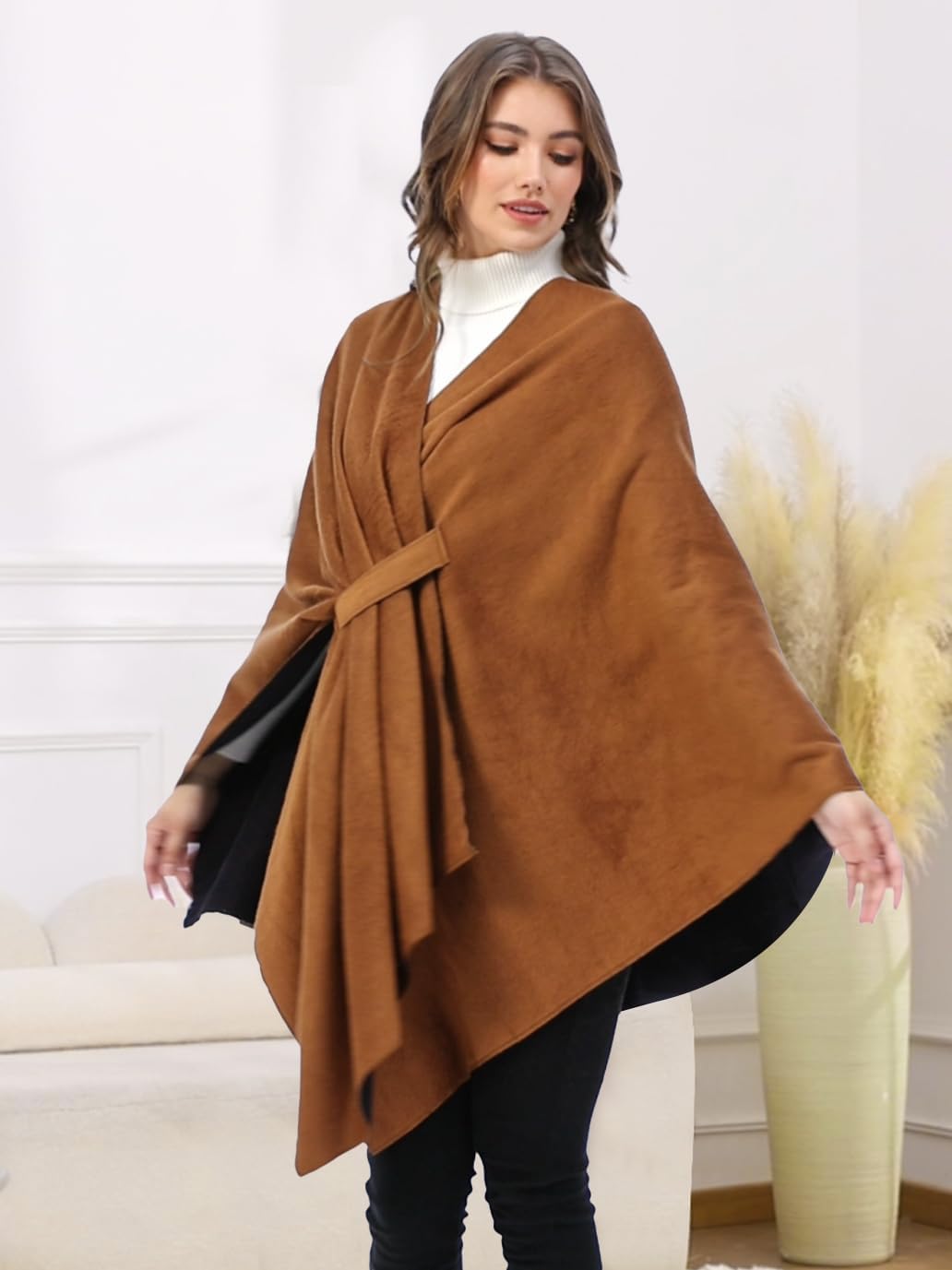 Moss Rose Women's Shawl Wrap Poncho Ruana Cape Open Front Cardigan Shawls for Spring Fall Winter