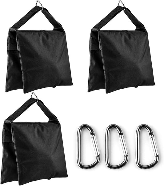 Sand Bag Photography Studio Video Heavy Duty Sandbag Saddlebag for Photo Studio Light Stand Boom Arm Camera Tripod with Carabiner,3 Pack (Yellow)
