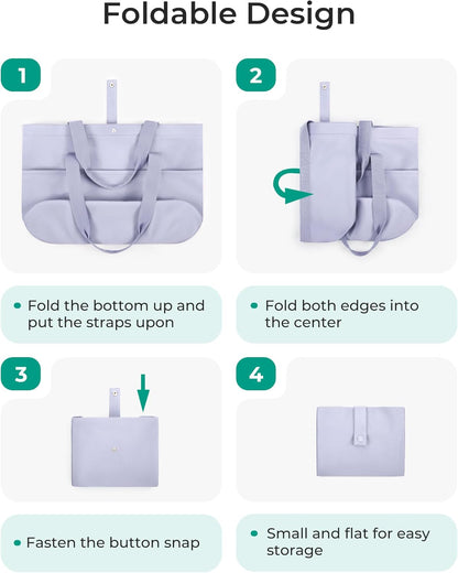 BAGSMART Tote Bag for Women, Foldable Tote Bag With Zipper Travel Shoulder Bag Handbag for Work