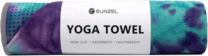 Eunzel Yoga Towel,Hot Yoga Mat Towel with Grip Dots Sweat Absorbent Non-Slip for Hot Yoga, Pilates and Workout 24" x72", Purple & Blue