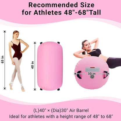 CZGBRO Gymnastics Barrel Air Roller with Pump, Inflatable Tumbling Equipment Air Mat Octagon Mat for Backhandspring Training Cheerleading Home Use
