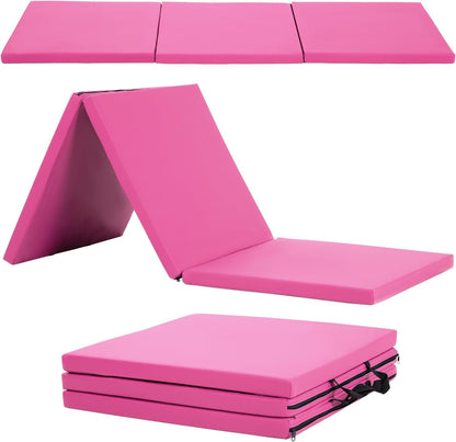 Gymnastics Tumbling Mat Portable Gymnastics Mat Foldable Tumbling Mat 2ft W 6ft L/4ft W 6ft L/4ft W 8ft L/4ft W 10ft Exercise Mat Yoga Mat with Carrying Handles for Yoga Gymnastics