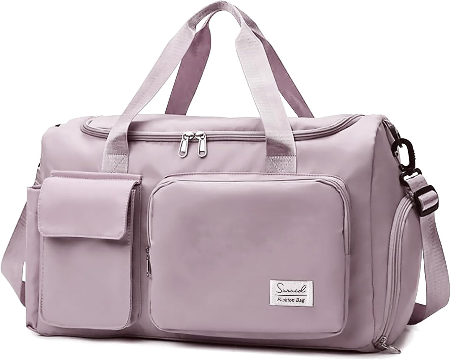 Suruid Travel Yoga Duffel Bag with Shoes Compartment Sports Gym Handbag with Dry Wet Separated Pocket for Training Men and Women, Overnight /Weekender Bag - Pink