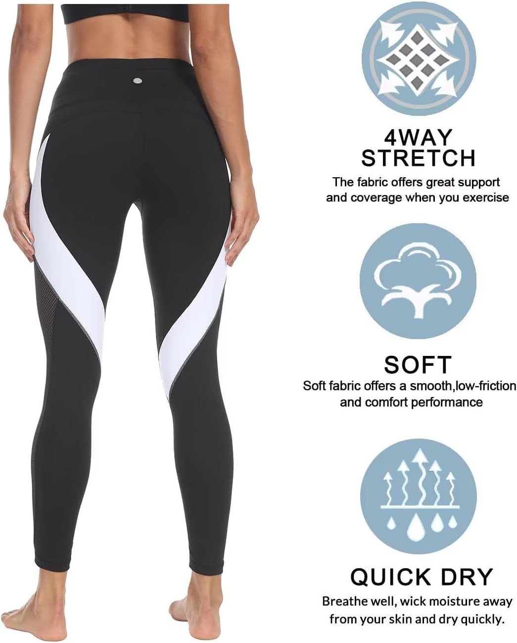 QUEENIEKE Women Yoga Pants Color Blocking Mesh Workout Running Leggings Tights