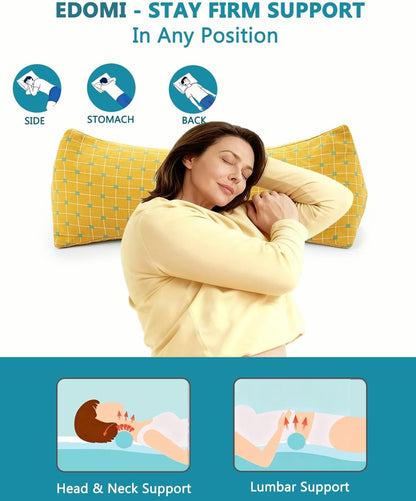 Cervical Buckwheat Roll Pillow for Sleeping,15.7"x5.9" Buckwheat Hulls Pillows Filling, Triangle Pillow for Neck Support Yoga Bolster, Adjustable Fill for Neck Pain Relief,Gray