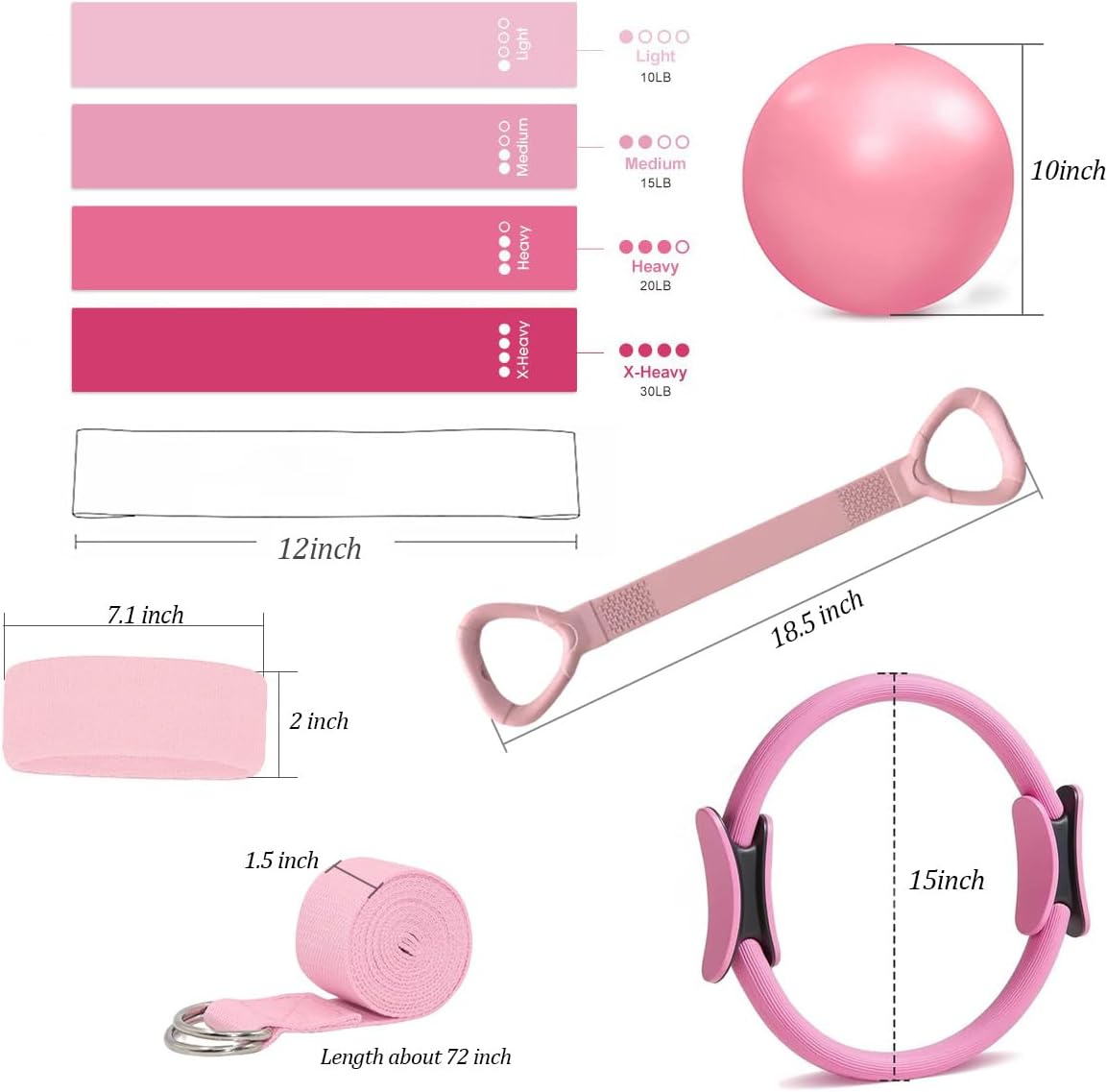 Yoga Starter Set,Home Pilates Essentials Kit Pilates Ring and Ball Set for Women Workouts,Pilates Equipment with 10inYoga Ball Figure 8 Resistance Band Pilates Bands Toning Fitness Starter Set
