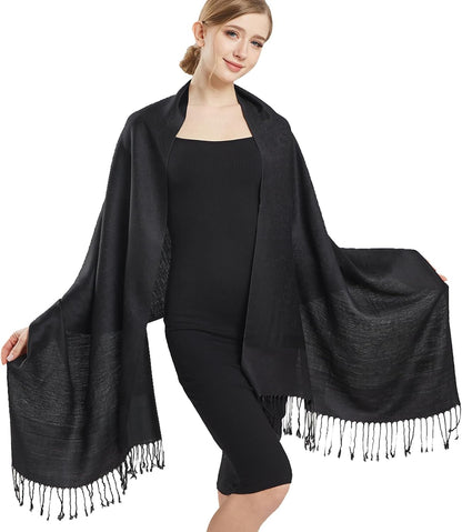 vimate Silky Paisley Pashmina Shawl Scarf-Women's Soft Double-side Jacquard Pashminas Wrap for Evening Dress Travel Shawl