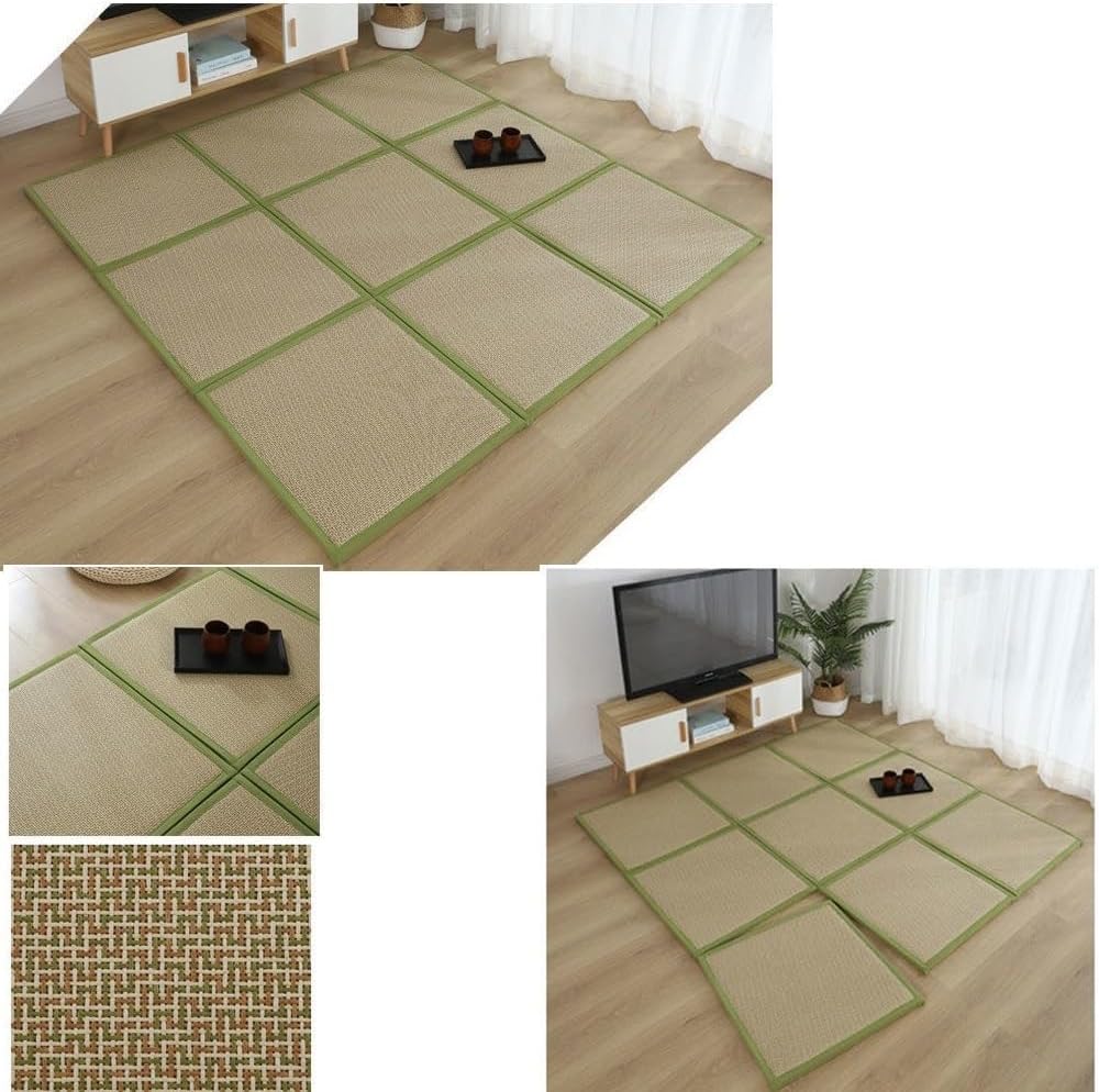 Japanese Tatami Mat, Rattan Tatami Mats, Bedroom Rattan Mat, Summer Floor Sleeping Mat Tatami Mattress, Indoor/Outdoor Rugs, Stitching Carpet Crawling Mats for Living Room Bedroom Playroom Yoga (Colo