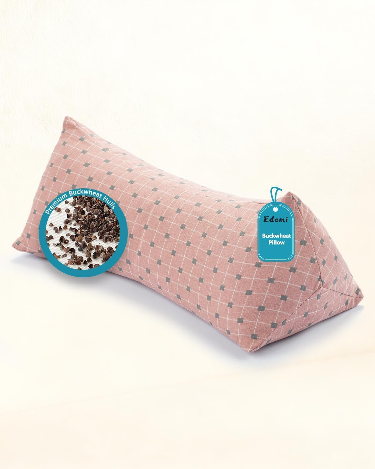 Cervical Buckwheat Roll Pillow for Sleeping,15.7"x5.9" Buckwheat Hulls Pillows Filling, Triangle Pillow for Neck Support Yoga Bolster, Adjustable Fill for Neck Pain Relief,Gray