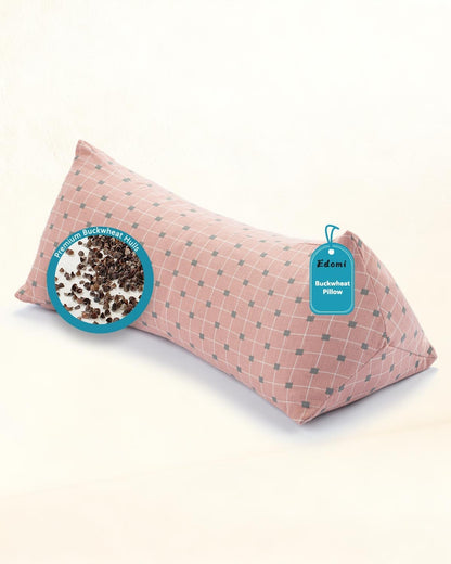 Cervical Buckwheat Roll Pillow for Sleeping,15.7"x5.9" Buckwheat Hulls Pillows Filling, Triangle Pillow for Neck Support Yoga Bolster, Adjustable Fill for Neck Pain Relief,Gray